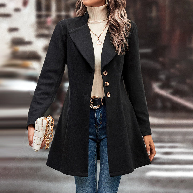 women's winter lapel coat elegant long overcoat