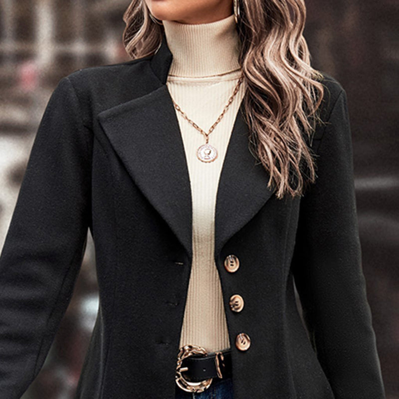 women's winter lapel coat elegant long overcoat