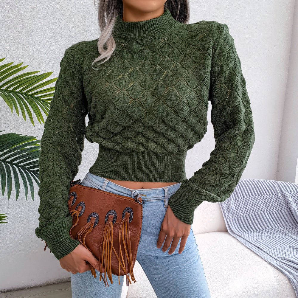 3D Diamond Knit Cropped Sweater – Winter Edition