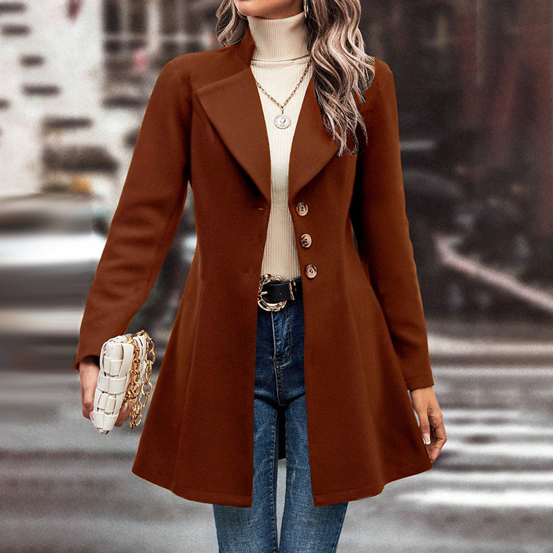 women's winter lapel coat elegant long overcoat