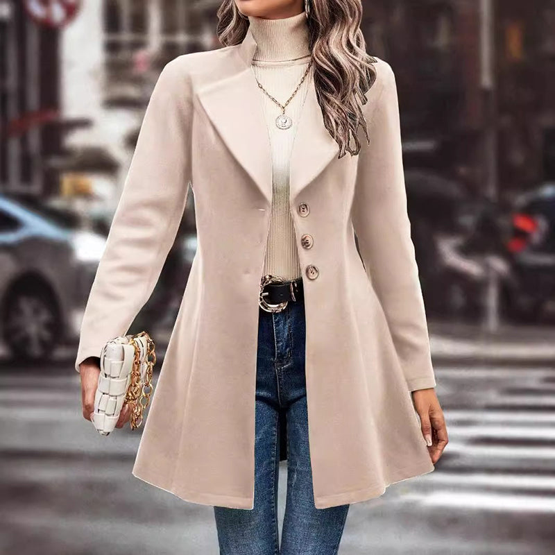 women's winter lapel coat elegant long overcoat