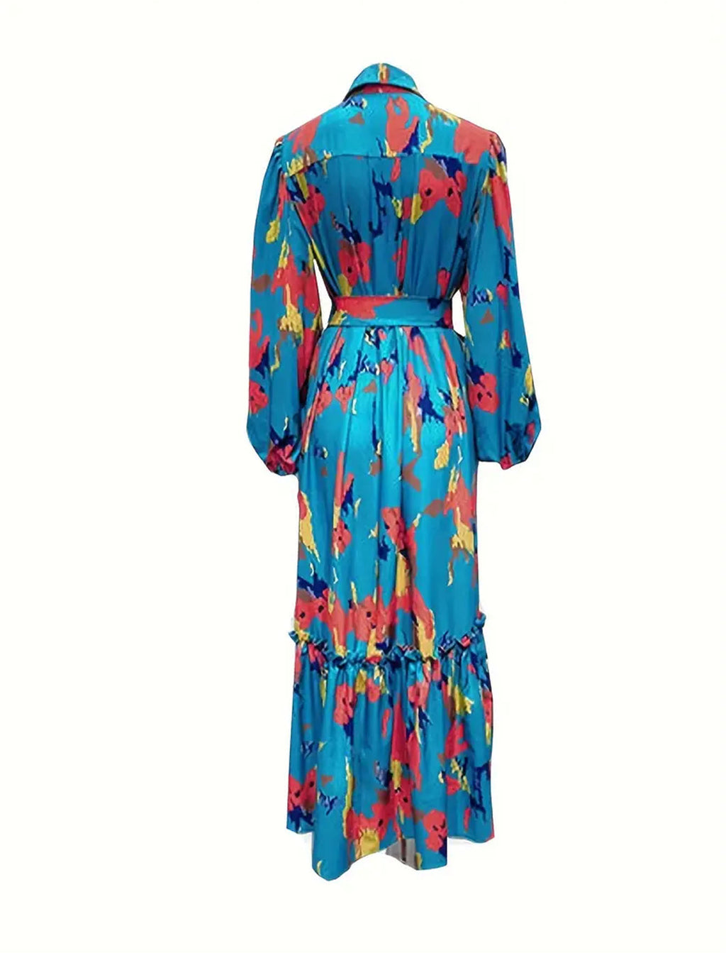 Women’s Floral Maxi Dress – Long Sleeve V-Neck Boho Plus Size Dress
