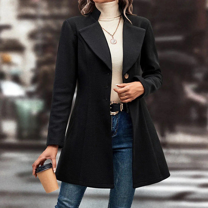 women's winter lapel coat elegant long overcoat