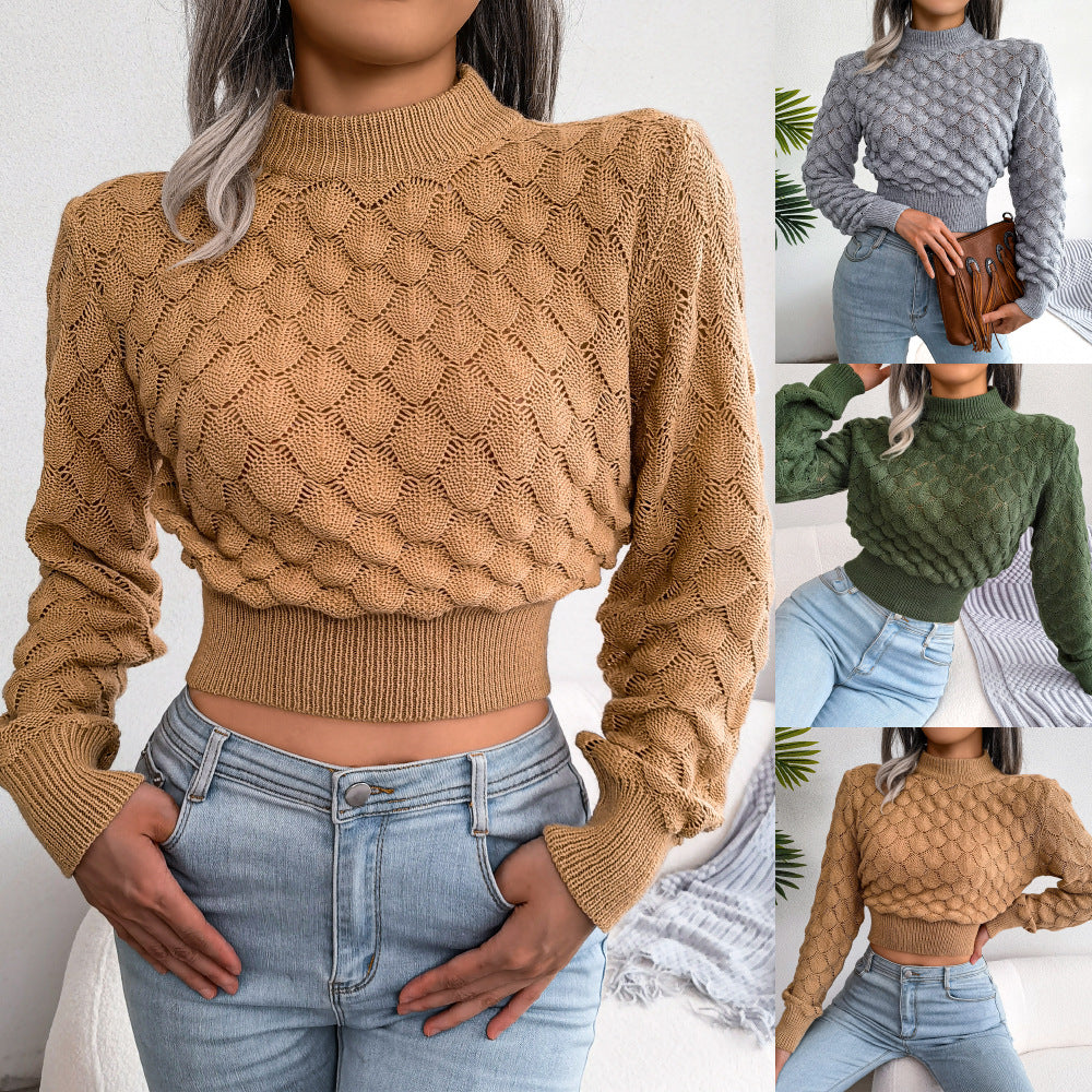 3D Diamond Knit Cropped Sweater – Winter Edition